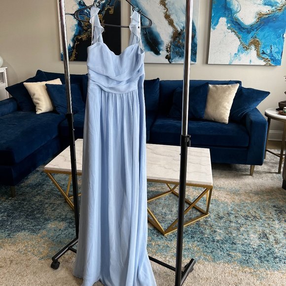 David's Bridal Ice Blue Bridesmaid's Dress Size 6 - Picture 1 of 3
